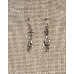 Vintage Suvani Sterling Silver Tall Cat Dangle Earrings